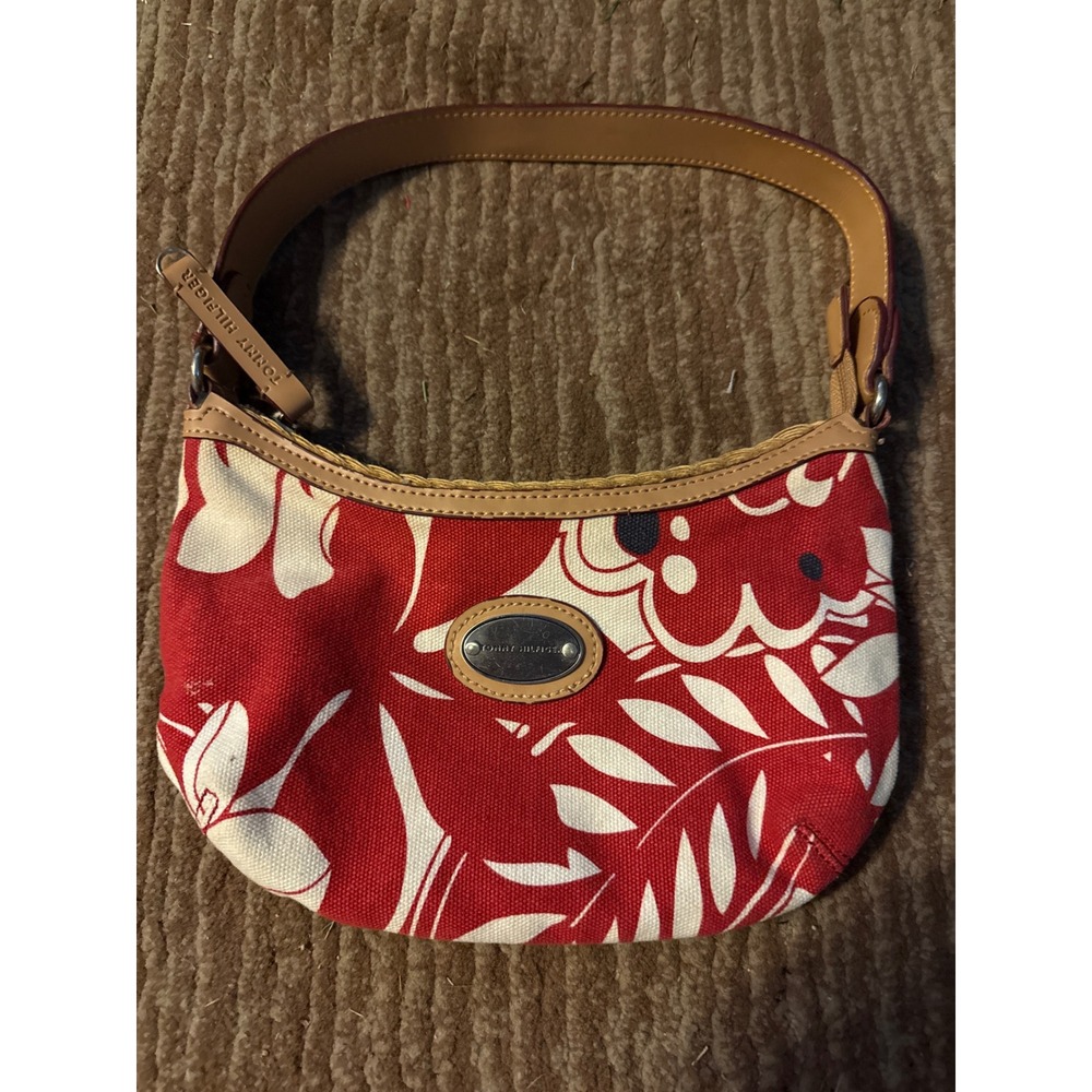 Tommy Hilfiger Floral Hobo Bag Canvas Purse Handbag Designer